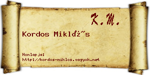 Kordos Miklós névjegykártya
