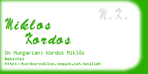 miklos kordos business card