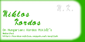 miklos kordos business card